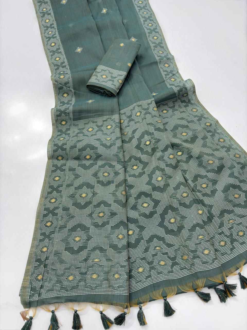 SOFT CHANDERI MUL COTTON JAMDANI SAREE
