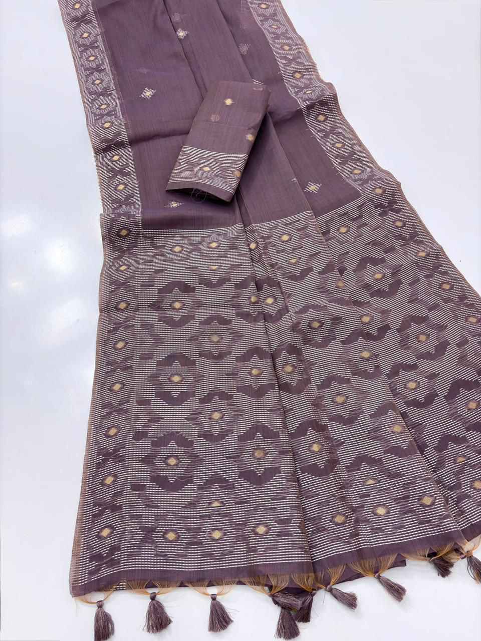 SOFT CHANDERI MUL COTTON JAMDANI SAREE