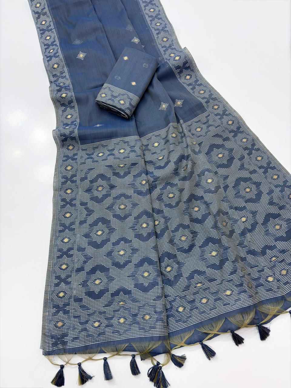 SOFT CHANDERI MUL COTTON JAMDANI SAREE