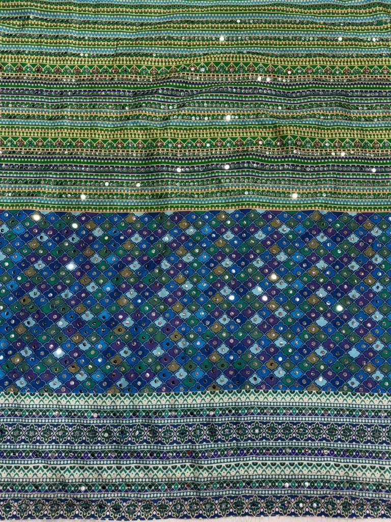 SOFT CHINNON SILK GOLD ZARI HAND MIRROR WORK SAREE AT WHOLESALE PRICE