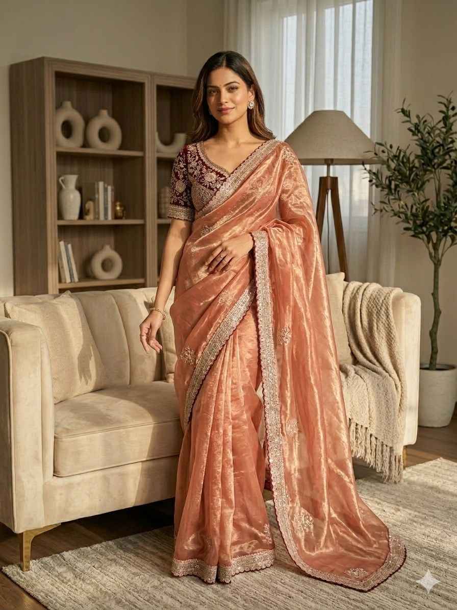 SOFT FRENDY SATIN SEQUANCE AND ZARI EMBROIDERY WORK SAREE AT WHOLESALE PRICE 