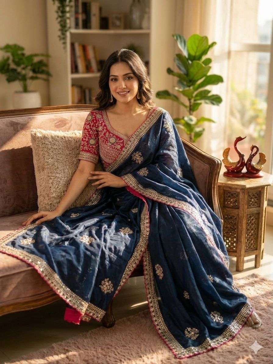 SOFT FRENDY SATIN SEQUANCE AND ZARI EMBROIDERY WORK SAREE AT WHOLESALE PRICE 
