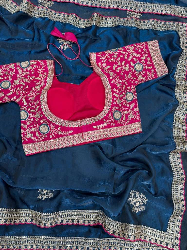 SOFT FRENDY SATIN SEQUANCE AND ZARI EMBROIDERY WORK SAREE AT WHOLESALE PRICE 