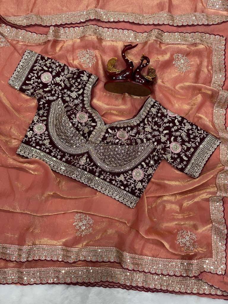 SOFT FRENDY SATIN SEQUANCE AND ZARI EMBROIDERY WORK SAREE AT WHOLESALE PRICE 