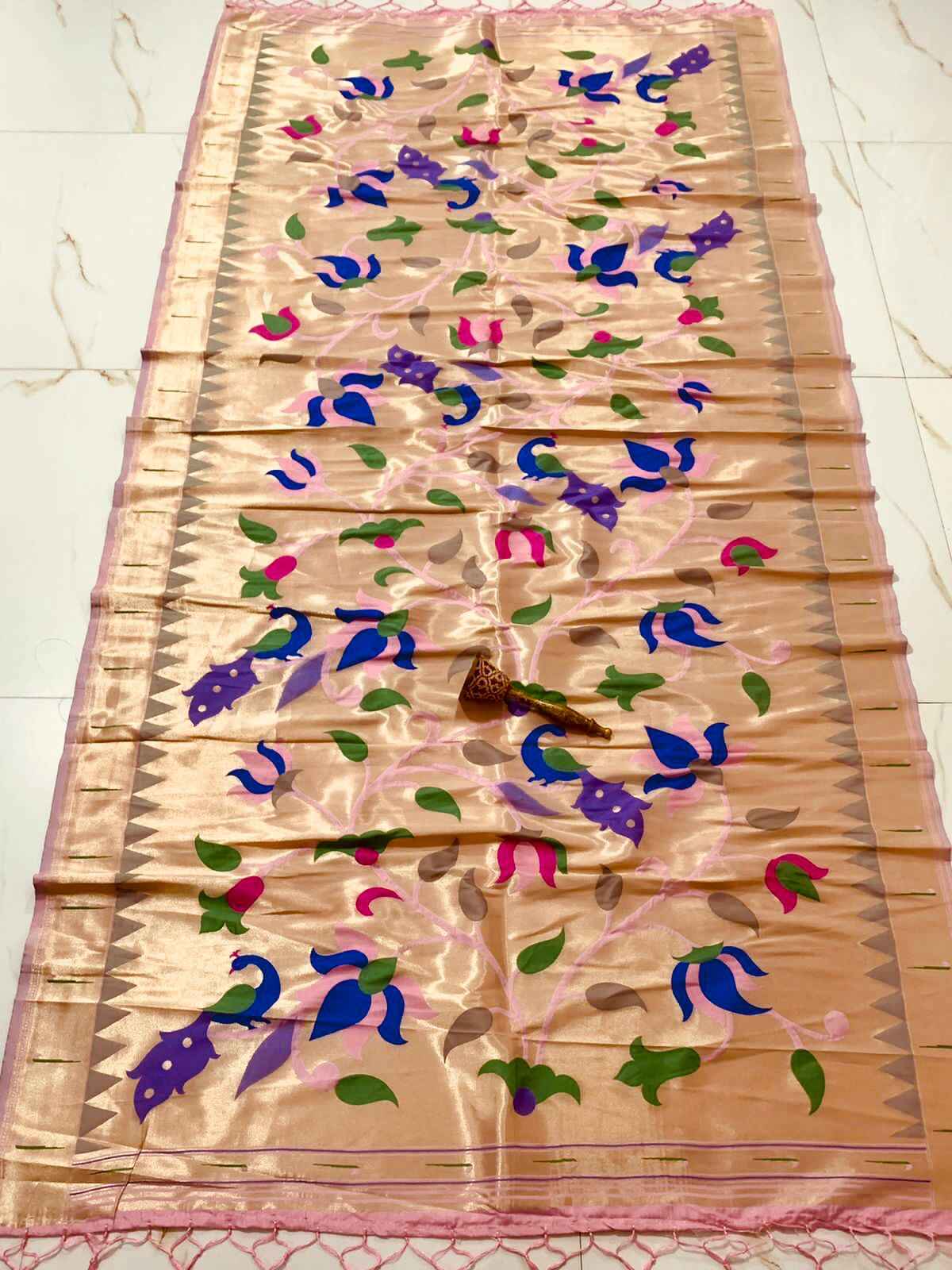 SOFT JARI AND SILK LOVE BRID LOTUS PAITHANI DUPATTA AT WHOLESALE PRICE