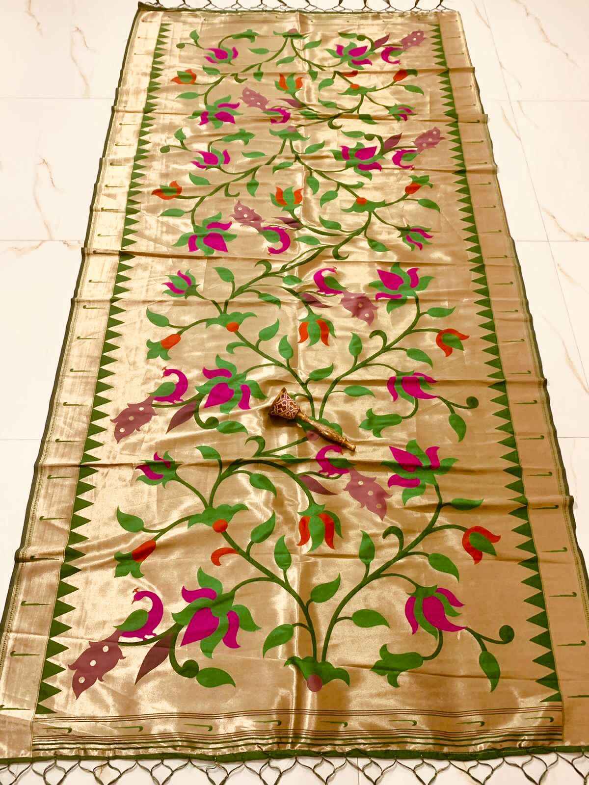 SOFT JARI AND SILK LOVE BRID LOTUS PAITHANI DUPATTA AT WHOLESALE PRICE
