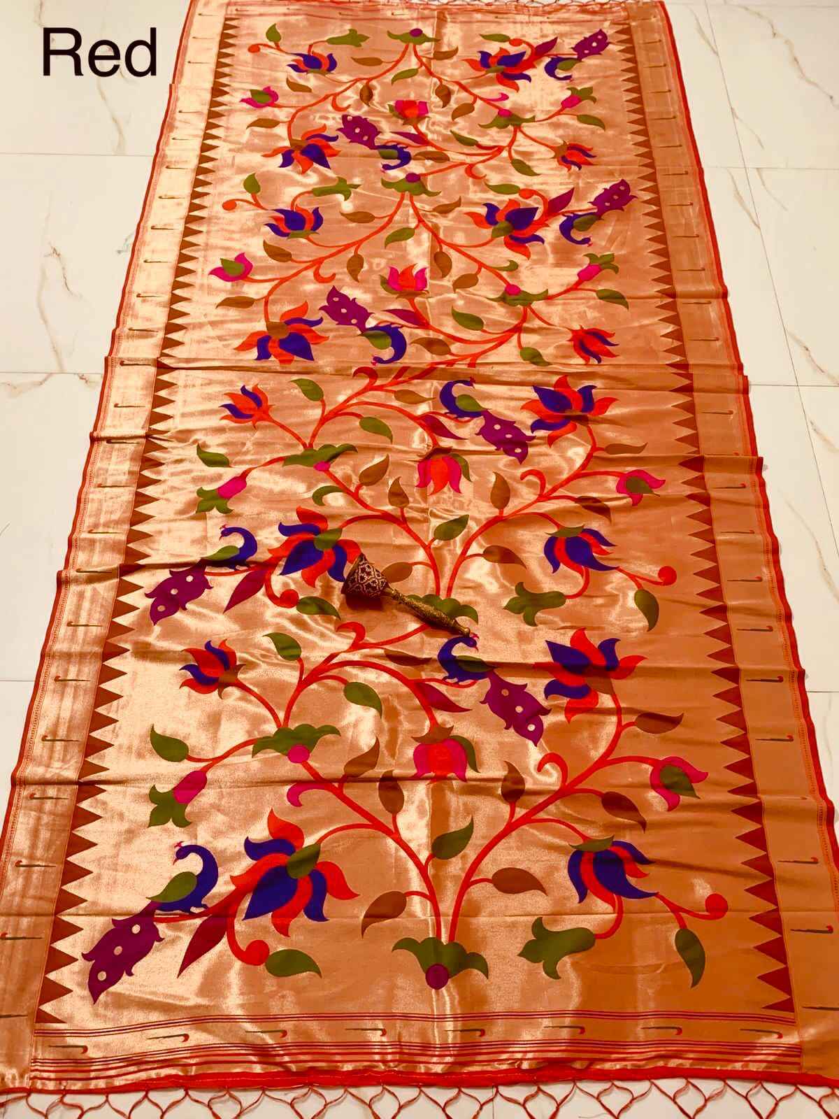 SOFT JARI AND SILK LOVE BRID LOTUS PAITHANI DUPATTA AT WHOLESALE PRICE