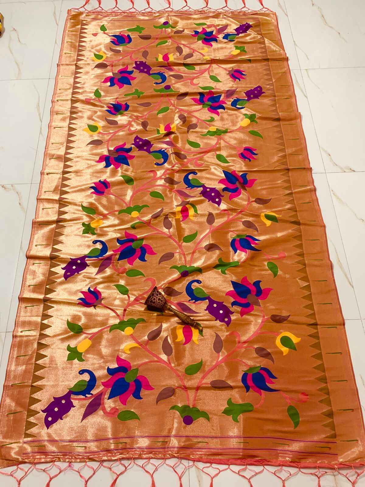 SOFT JARI AND SILK LOVE BRID LOTUS PAITHANI DUPATTA AT WHOLESALE PRICE