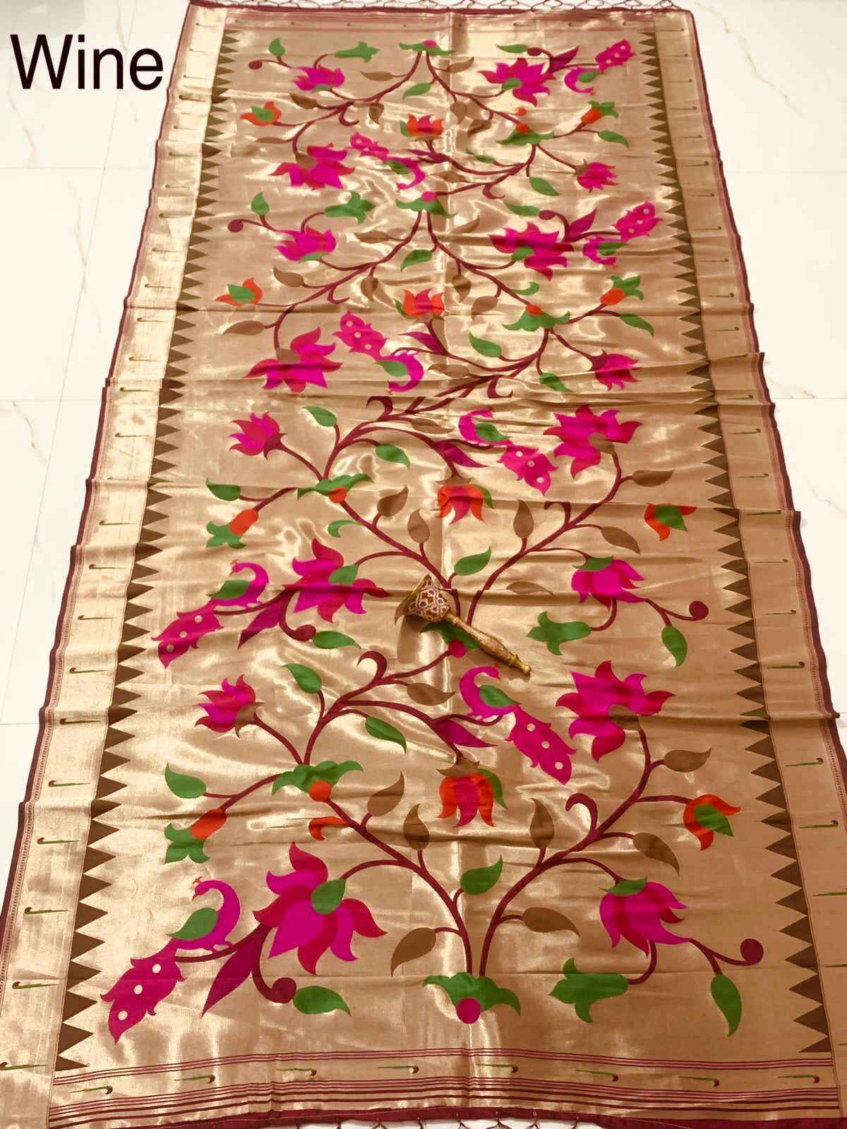 SOFT JARI AND SILK LOVE BRID LOTUS PAITHANI DUPATTA AT WHOLESALE PRICE