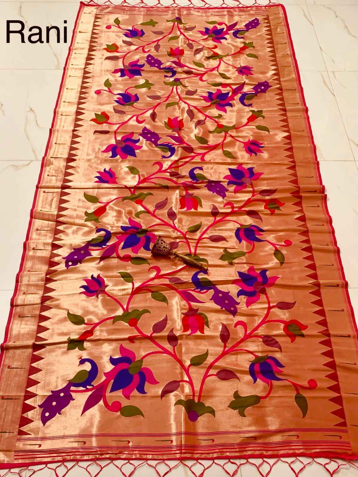 SOFT JARI AND SILK LOVE BRID LOTUS PAITHANI DUPATTA AT WHOLESALE PRICE