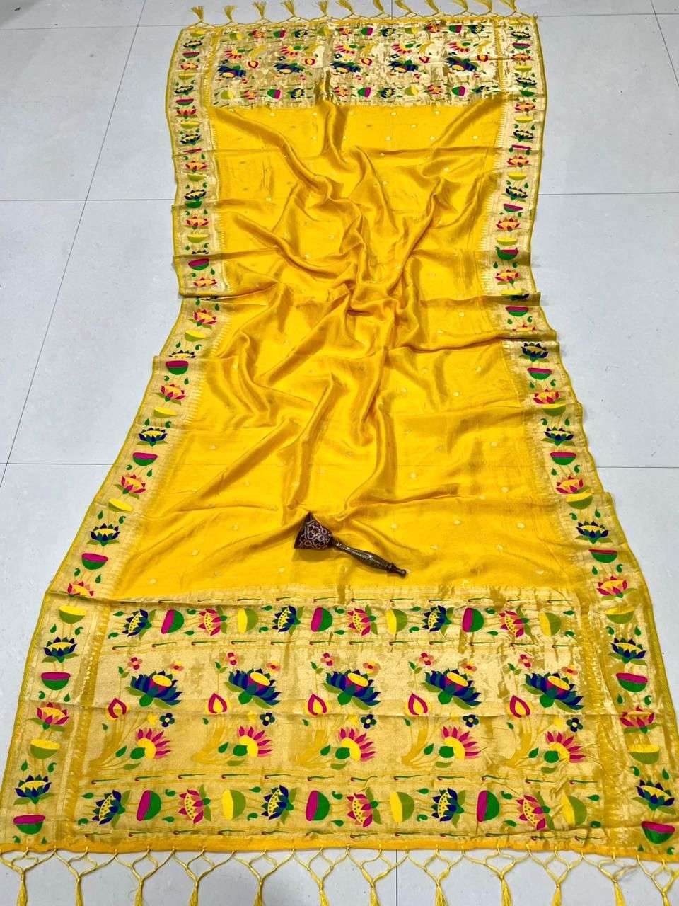 SOFT JARI VISCOS SILK SUNFLOWER PAITHANI DUPATTA AT WHOLESALE PRICE