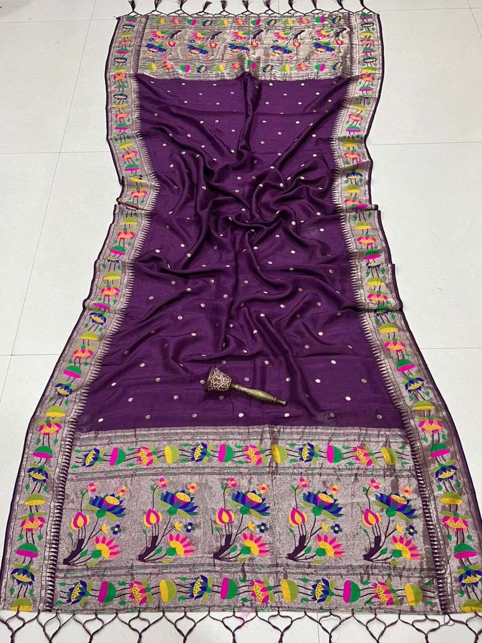 SOFT JARI VISCOS SILK SUNFLOWER PAITHANI DUPATTA AT WHOLESALE PRICE