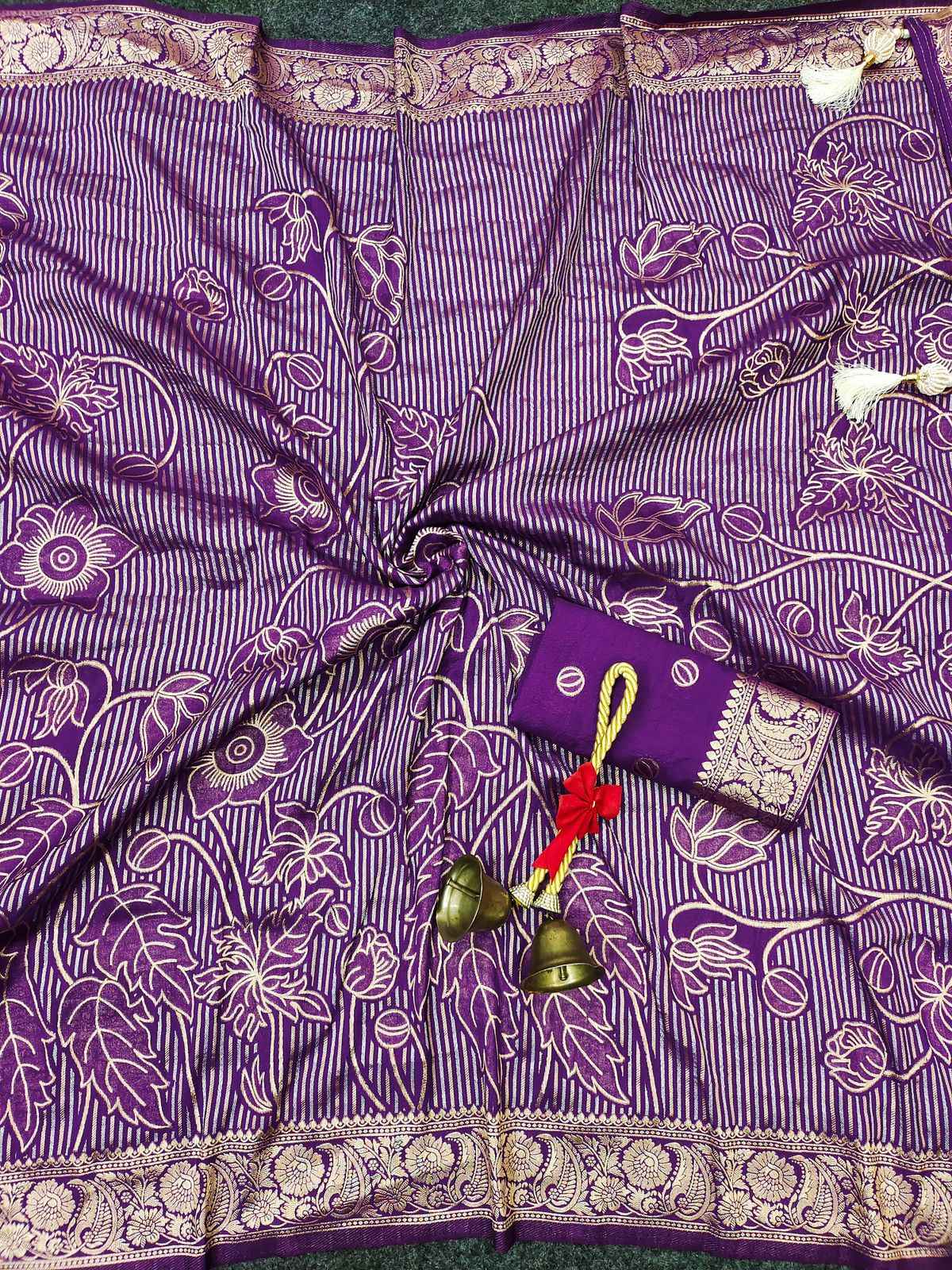 SOFT KHADI CREPE SILK FLORAL ZARI WEAVING SAREE AT WHOLESALE PRICE