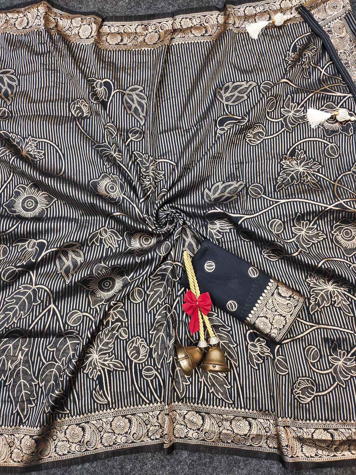 SOFT KHADI CREPE SILK FLORAL ZARI WEAVING SAREE AT WHOLESALE PRICE