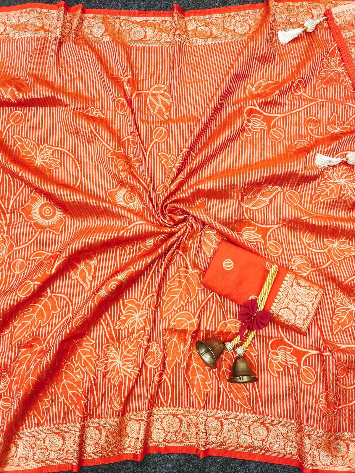 SOFT KHADI CREPE SILK FLORAL ZARI WEAVING SAREE AT WHOLESALE PRICE