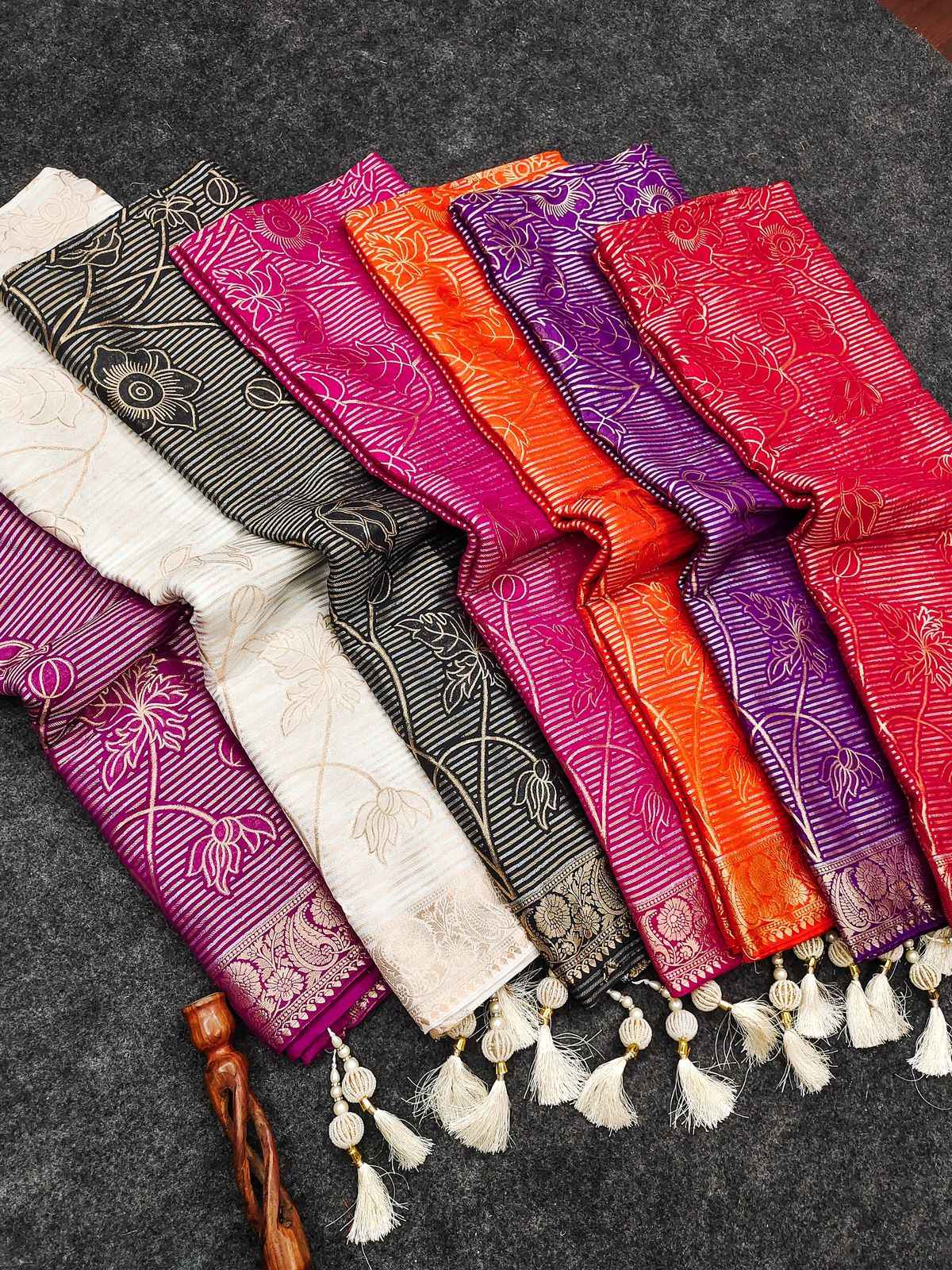 SOFT KHADI CREPE SILK FLORAL ZARI WEAVING SAREE AT WHOLESALE PRICE