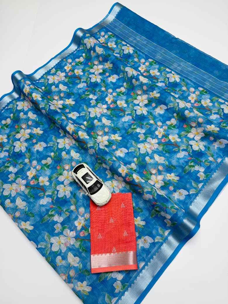 SOFT LINEN MANGALAGIRI DIGITAL PRINT SAREE CODE MG650 AT WHOLESALE PRICE  