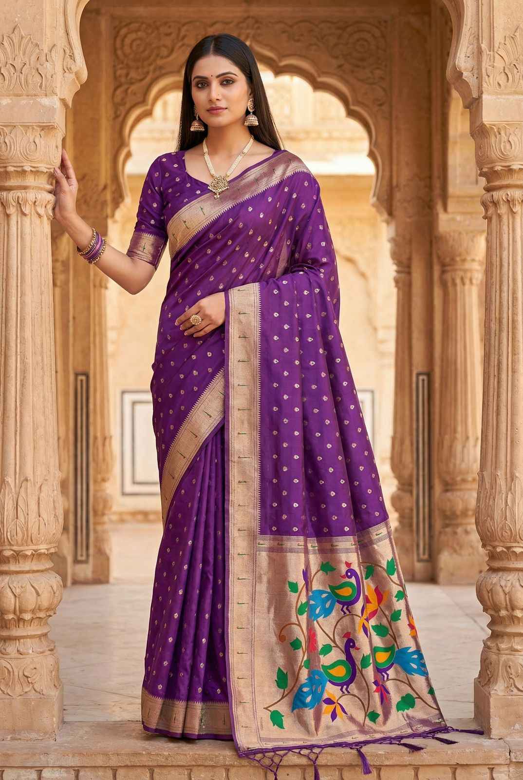 SOFT LUSTROUS ORGANZA SILK PAITHANI ZARI WEAVING SAREE AT WHOLESALE PRICE 