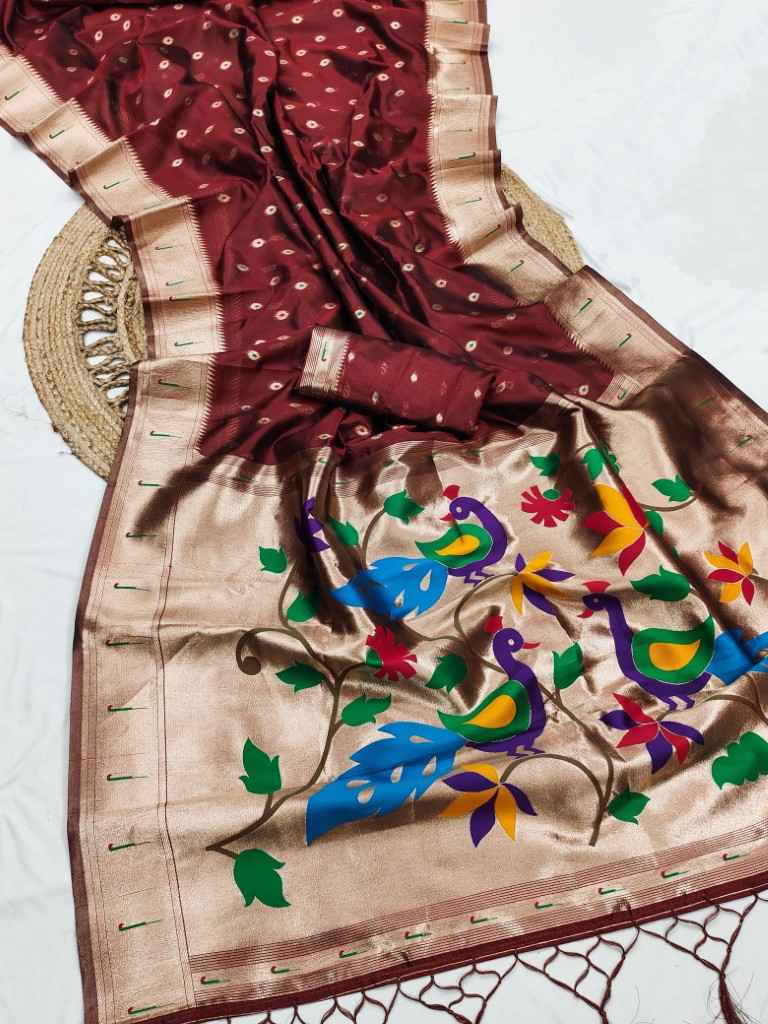 SOFT LUSTROUS ORGANZA SILK PAITHANI ZARI WEAVING SAREE AT WHOLESALE PRICE 