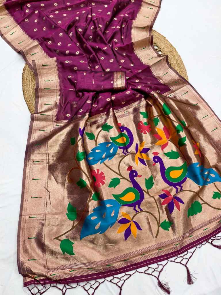 SOFT LUSTROUS ORGANZA SILK PAITHANI ZARI WEAVING SAREE AT WHOLESALE PRICE 