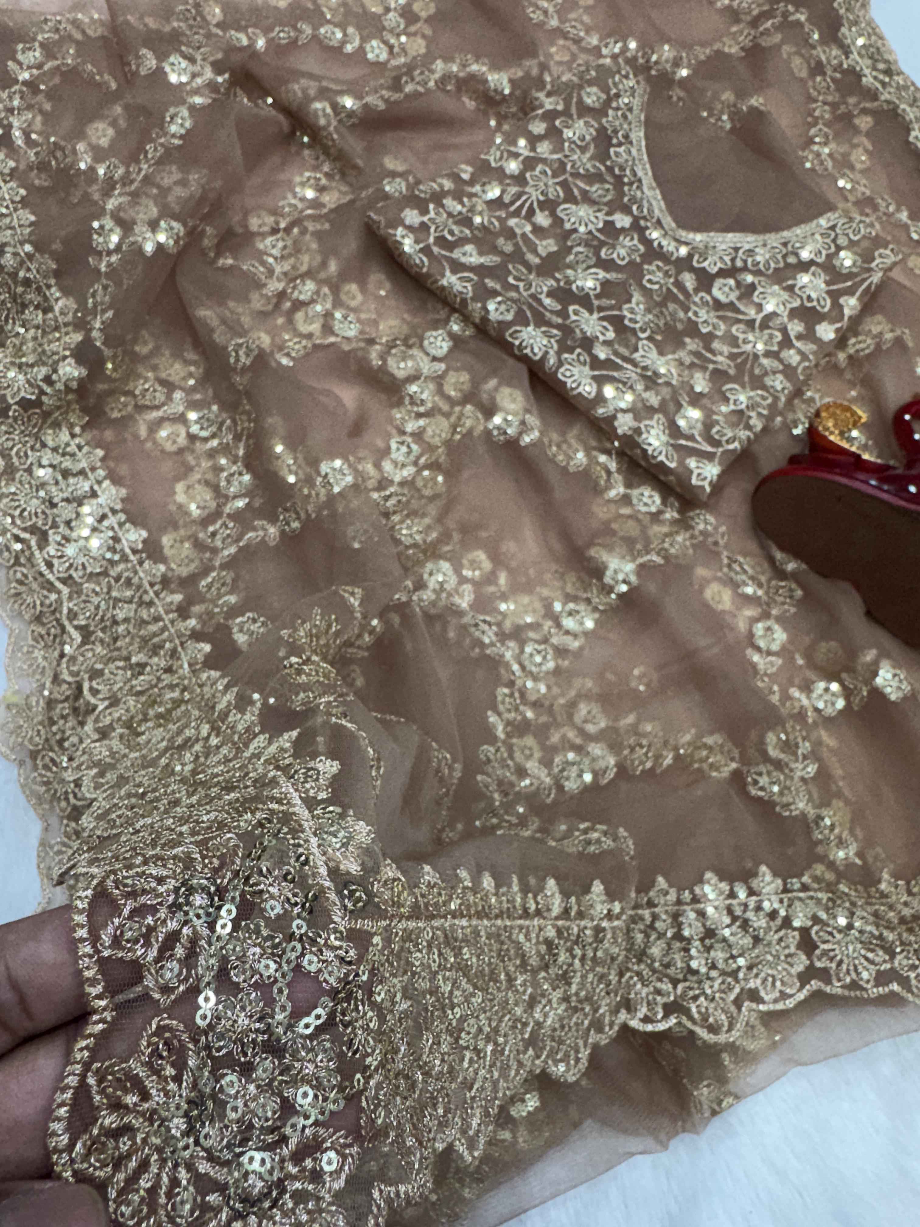 SOFT NET SEQUENCE AND ZARI EMBRODERY WORK SAREE AT WHOLESALE PRICE