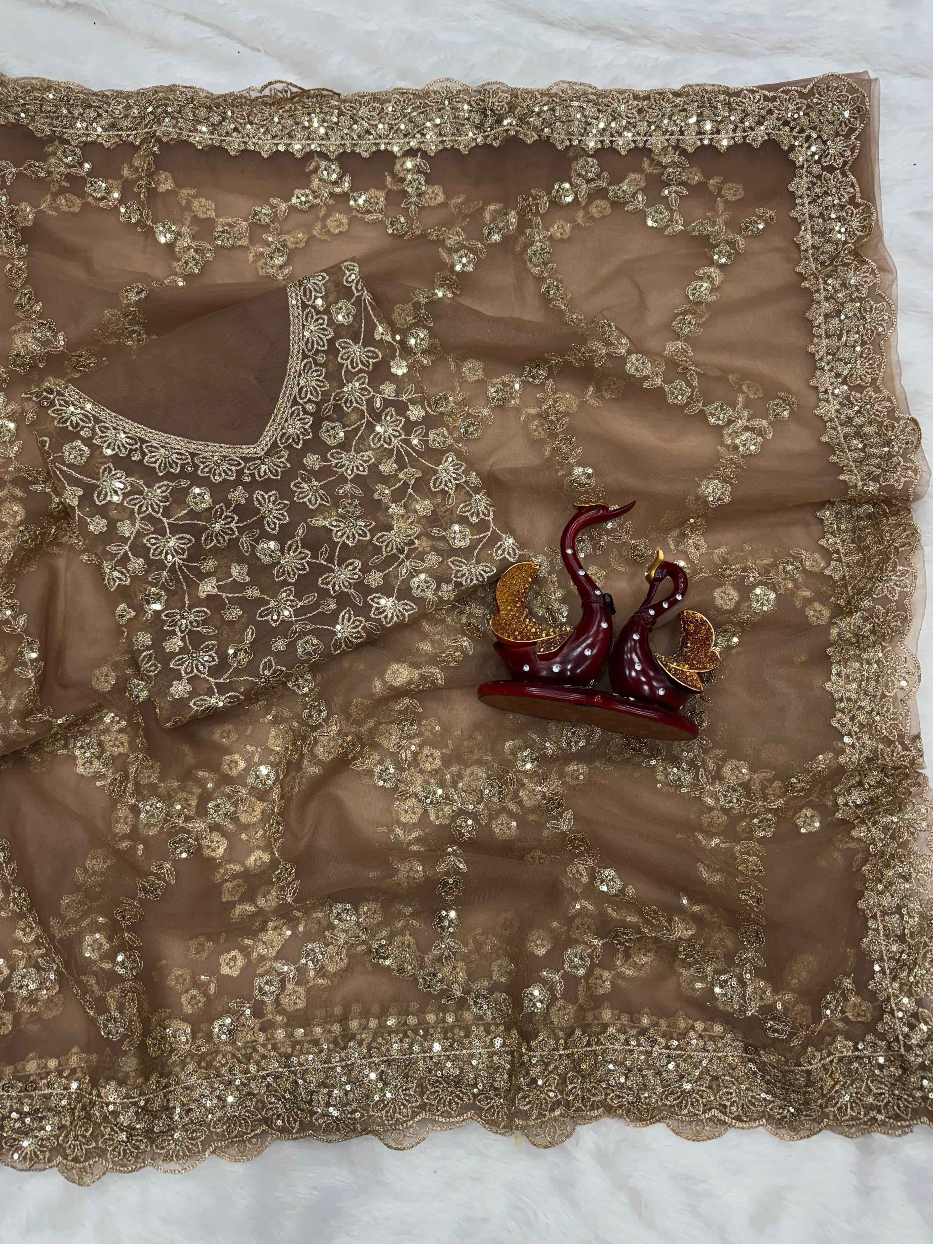 SOFT NET SEQUENCE AND ZARI EMBRODERY WORK SAREE AT WHOLESALE PRICE