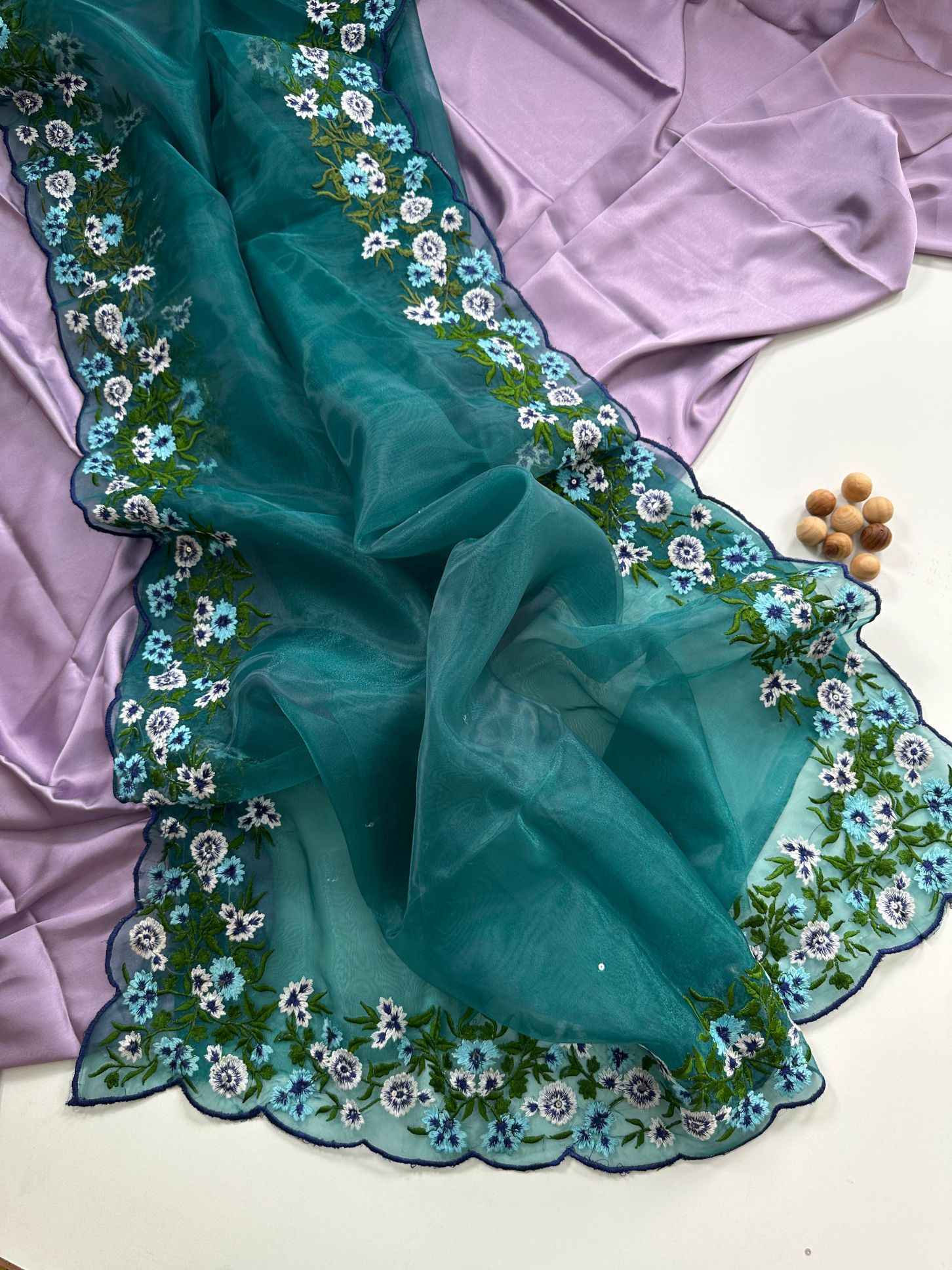 SOFT ORGANZA FLORAL EMBROIDERY WORK SAREE AT WHOLESALE PRICE