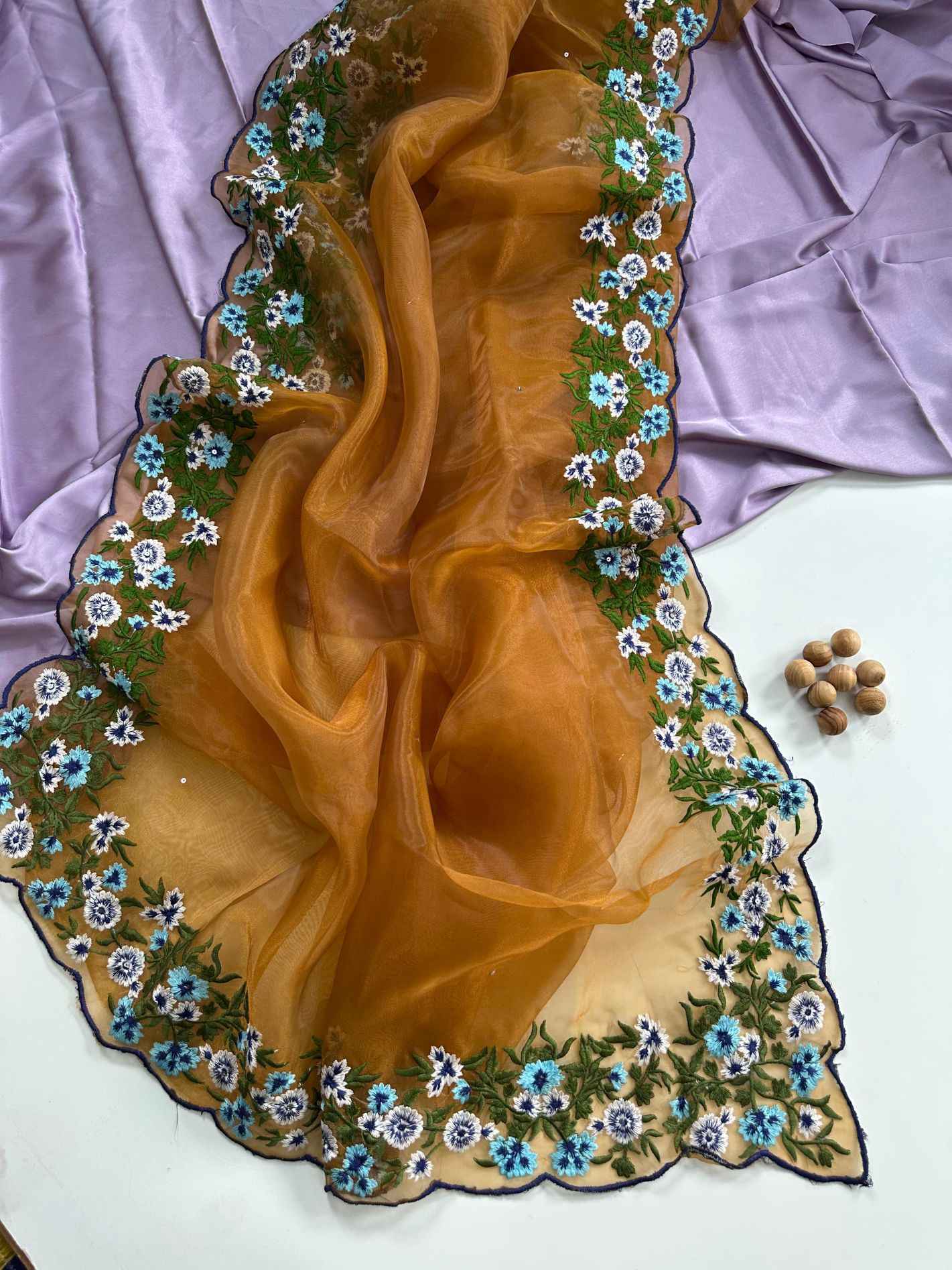 SOFT ORGANZA FLORAL EMBROIDERY WORK SAREE AT WHOLESALE PRICE