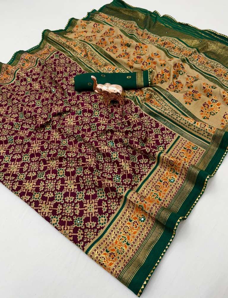 SOFT PASHMINA SILK PATOLA PRINTED SAREE AT WHOLESALE PRICE