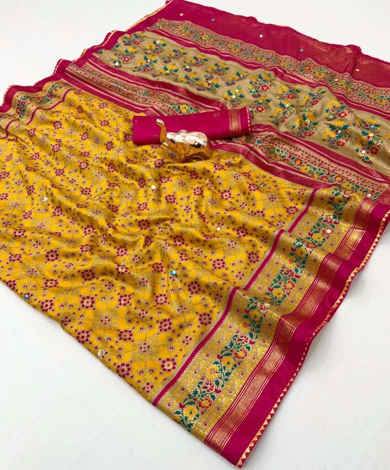 SOFT PASHMINA SILK PATOLA PRINTED SAREE AT WHOLESALE PRICE