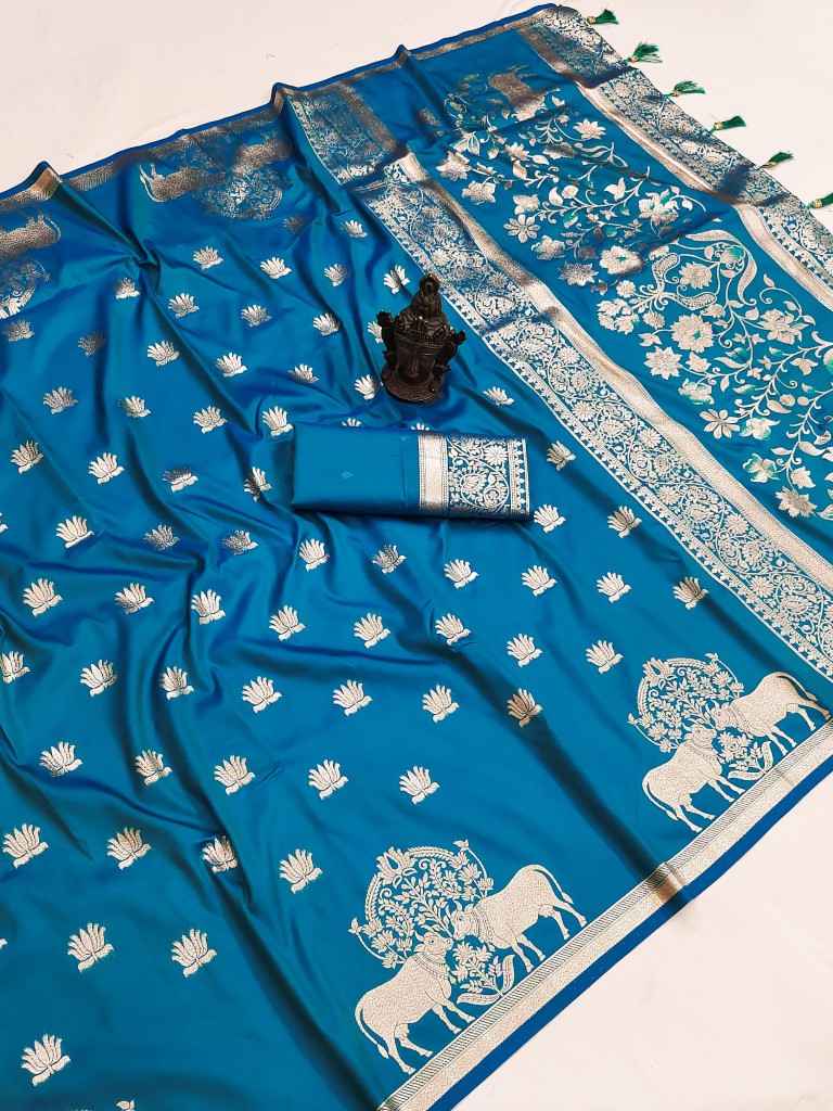 SOFT PURE BANARASI SILK SELF ZARI WEAVING SAREE 1 AT WHOLESALE PRICE