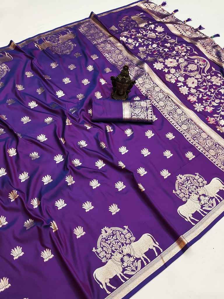 SOFT PURE BANARASI SILK SELF ZARI WEAVING SAREE 1 AT WHOLESALE PRICE