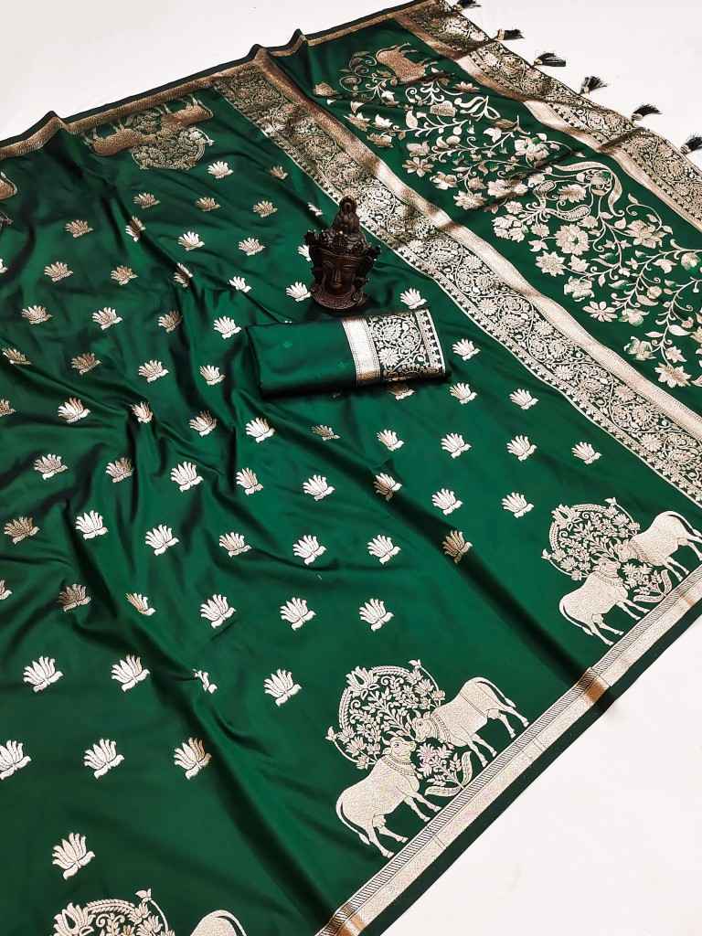 SOFT PURE BANARASI SILK SELF ZARI WEAVING SAREE 1 AT WHOLESALE PRICE