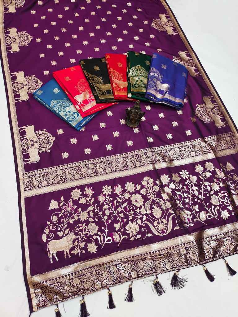 SOFT PURE BANARASI SILK SELF ZARI WEAVING SAREE 1 AT WHOLESALE PRICE