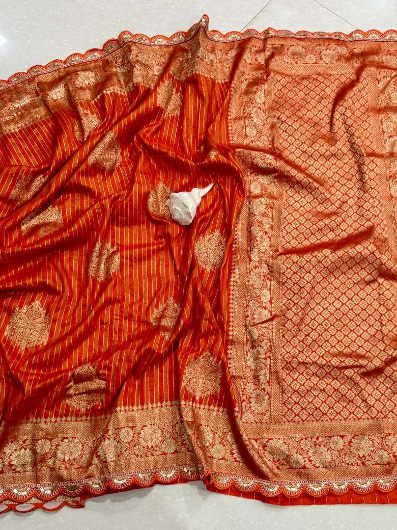 SOFT PURE CREPE KHADI TISSUE ZARI WEAVING SAREE AT WHOLESALE PRICE