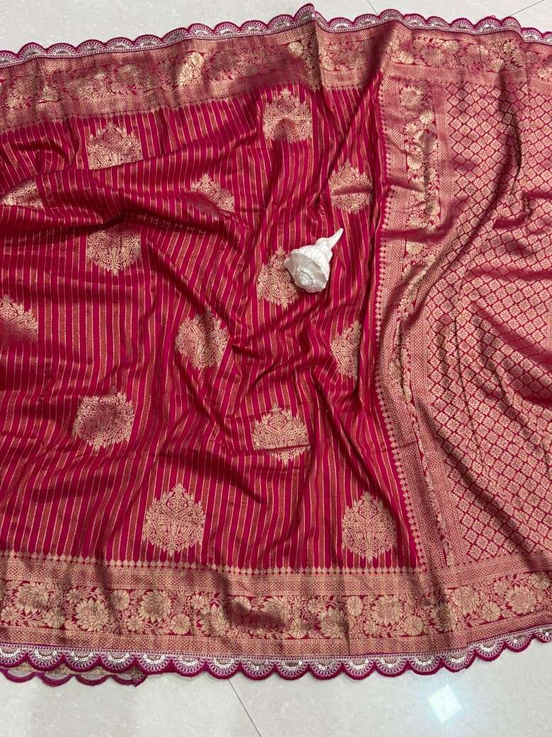 SOFT PURE CREPE KHADI TISSUE ZARI WEAVING SAREE AT WHOLESALE PRICE