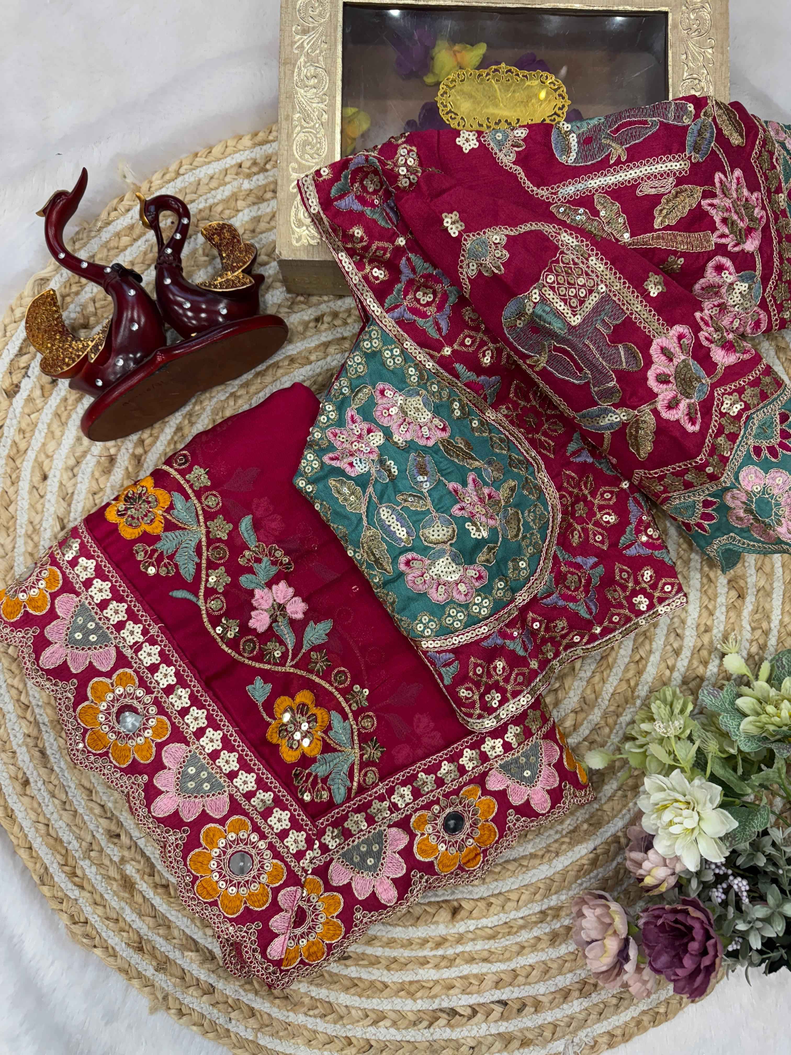 SOFT RANGOLI SILK SEQUANCE AND DORI EMBROIDERY WORK WITH REAL MIRROR SAREE AT WHOLESALE PRICE