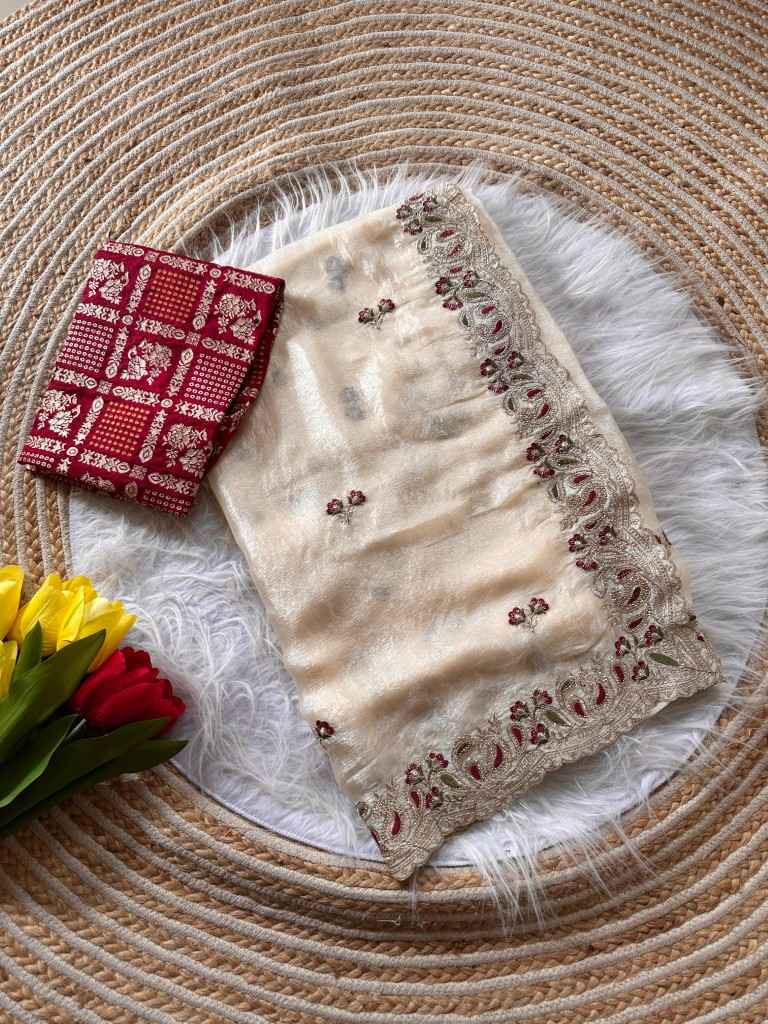 SOFT SHIMMER EMBROIDERY WORK SAREE AT WHOLESALE PRICE