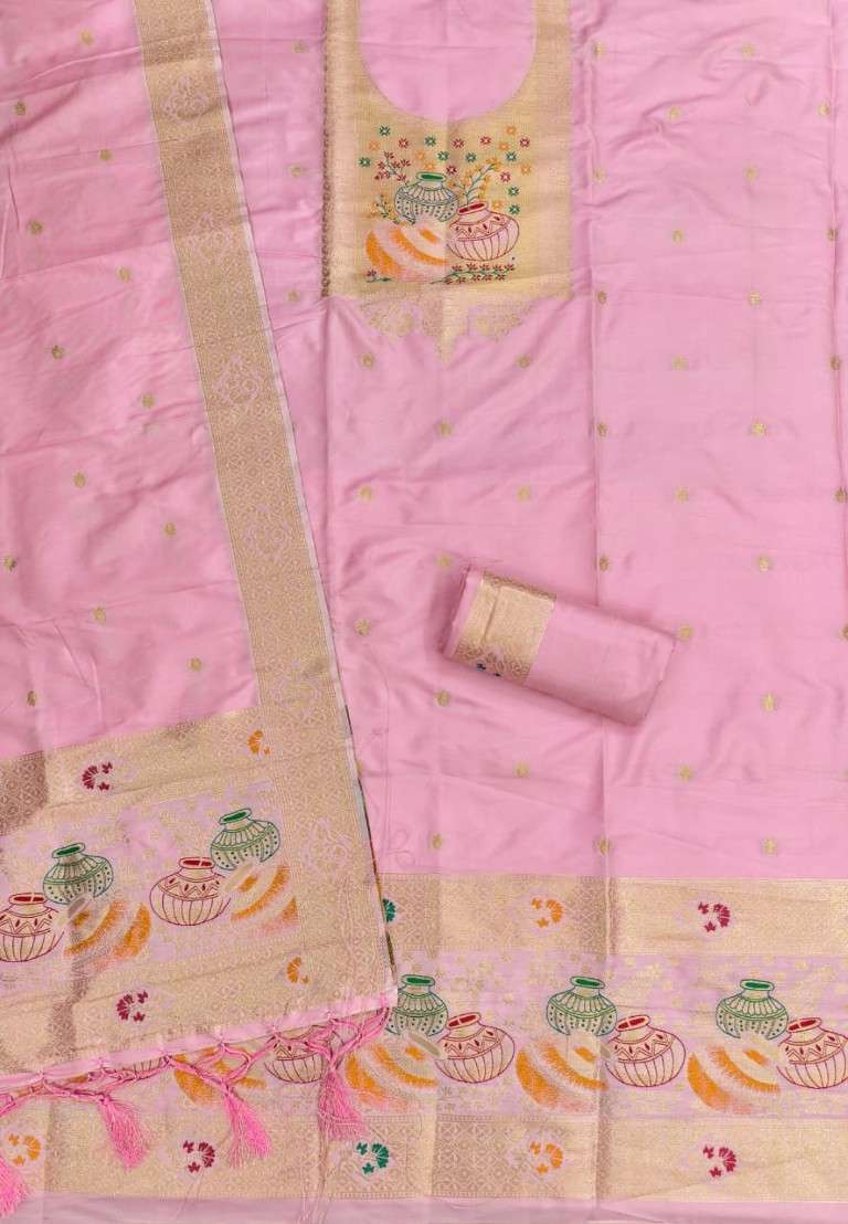 SOFT SILK BLEND WITH RICH PAITHANI ZARI WEAVING DRESS MATERIAL 2 AT WHOLESALE PRICE