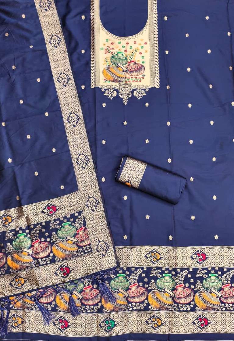 SOFT SILK BLEND WITH RICH PAITHANI ZARI WEAVING DRESS MATERIAL 2 AT WHOLESALE PRICE
