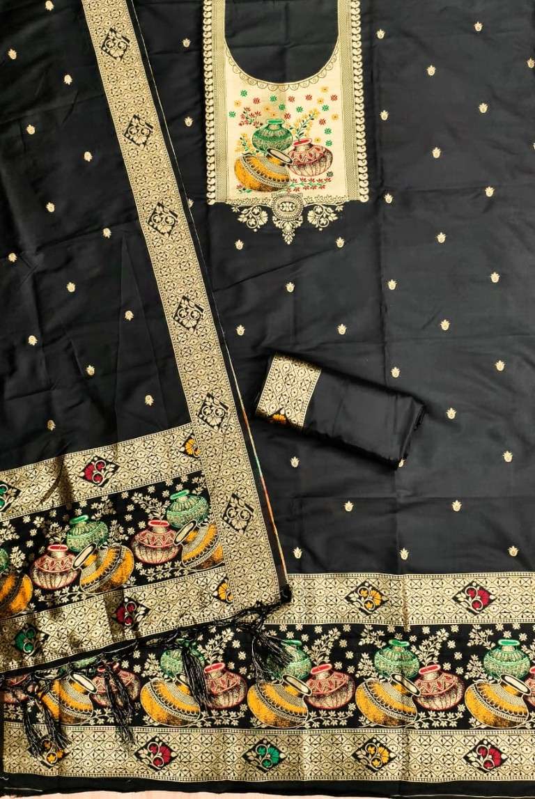 SOFT SILK BLEND WITH RICH PAITHANI ZARI WEAVING DRESS MATERIAL 2 AT WHOLESALE PRICE