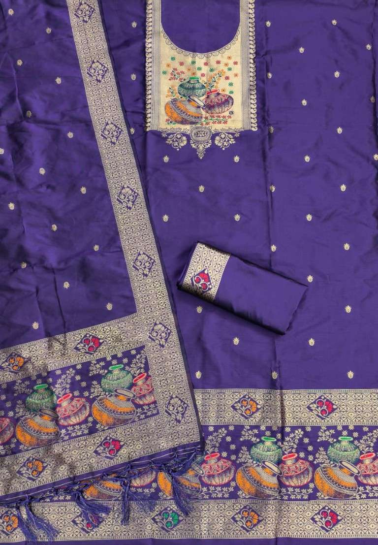 SOFT SILK BLEND WITH RICH PAITHANI ZARI WEAVING DRESS MATERIAL 2 AT WHOLESALE PRICE