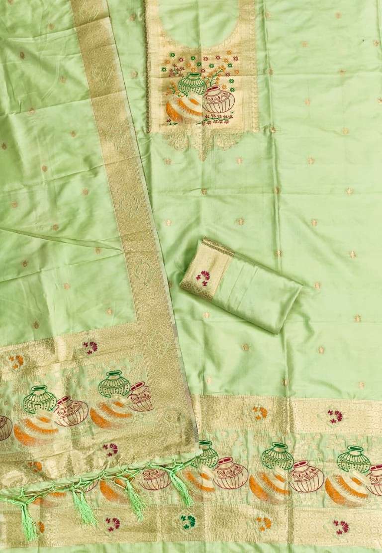SOFT SILK BLEND WITH RICH PAITHANI ZARI WEAVING DRESS MATERIAL 2 AT WHOLESALE PRICE