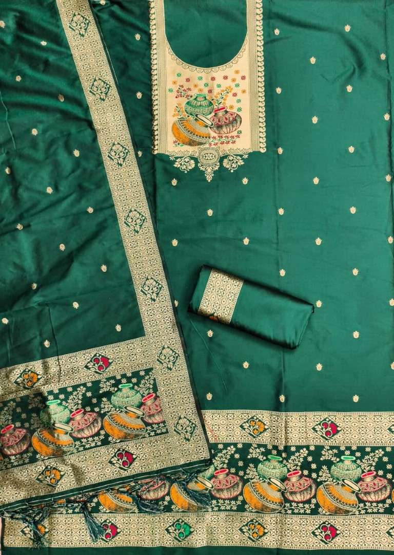 SOFT SILK BLEND WITH RICH PAITHANI ZARI WEAVING DRESS MATERIAL 2 AT WHOLESALE PRICE