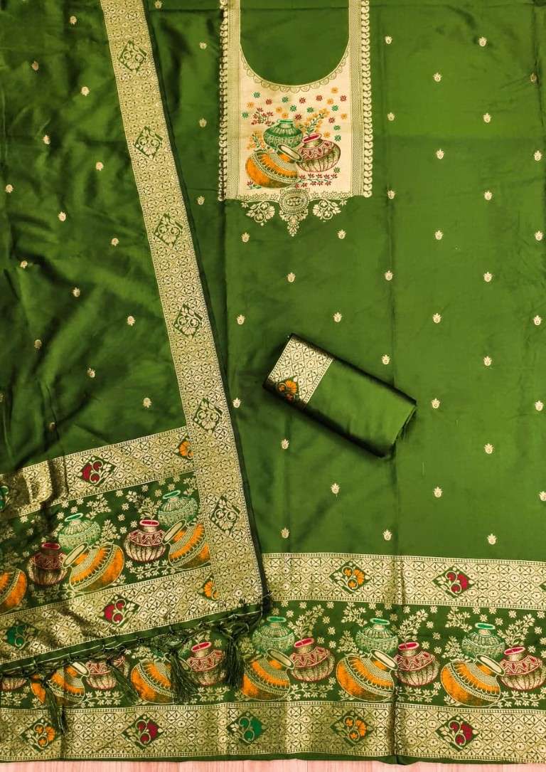 SOFT SILK BLEND WITH RICH PAITHANI ZARI WEAVING DRESS MATERIAL 2 AT WHOLESALE PRICE