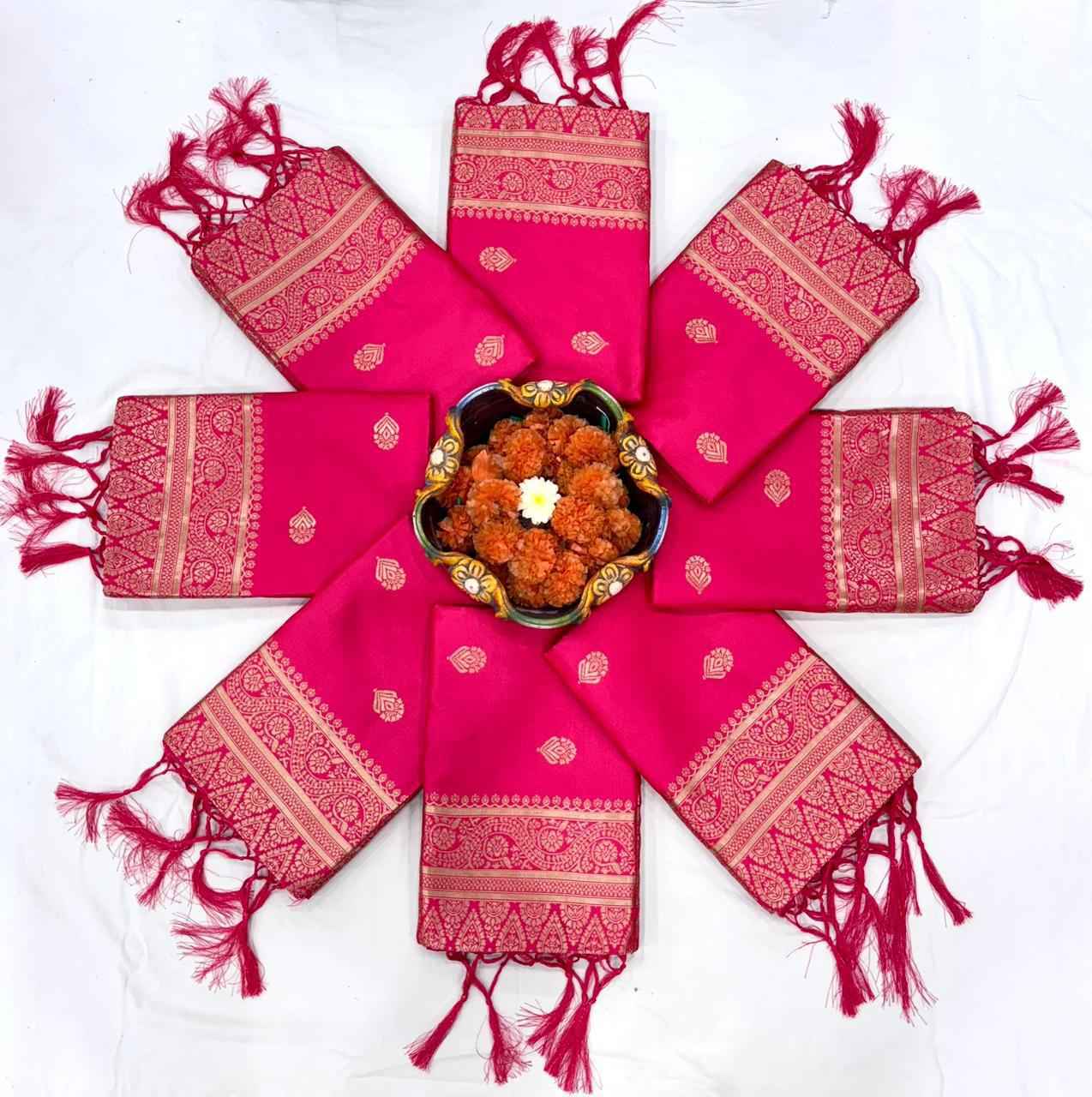 SOFT SILK RICH PALLU AND JACQUARD WORK SAREE CODE 6079 AT WHOLESALE PRICE