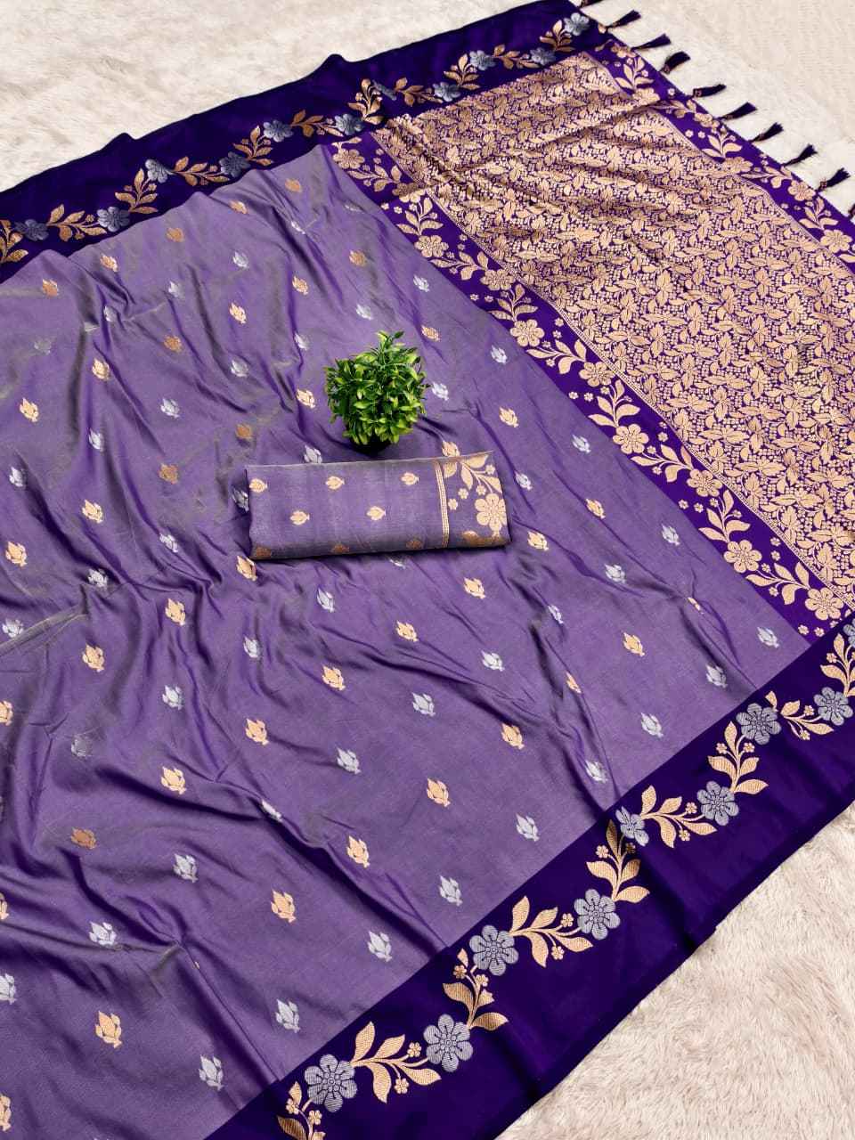 SOFT SILK ROSE COPPER SILVER JARI WEAVING SAREE AT WHOLESALE PRICE 