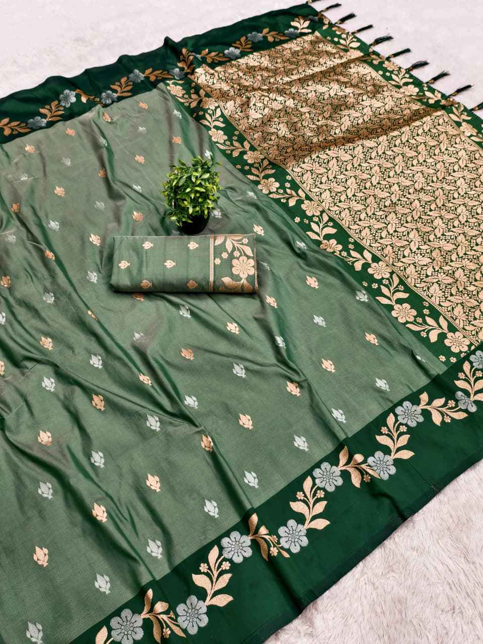 SOFT SILK ROSE COPPER SILVER JARI WEAVING SAREE AT WHOLESALE PRICE 