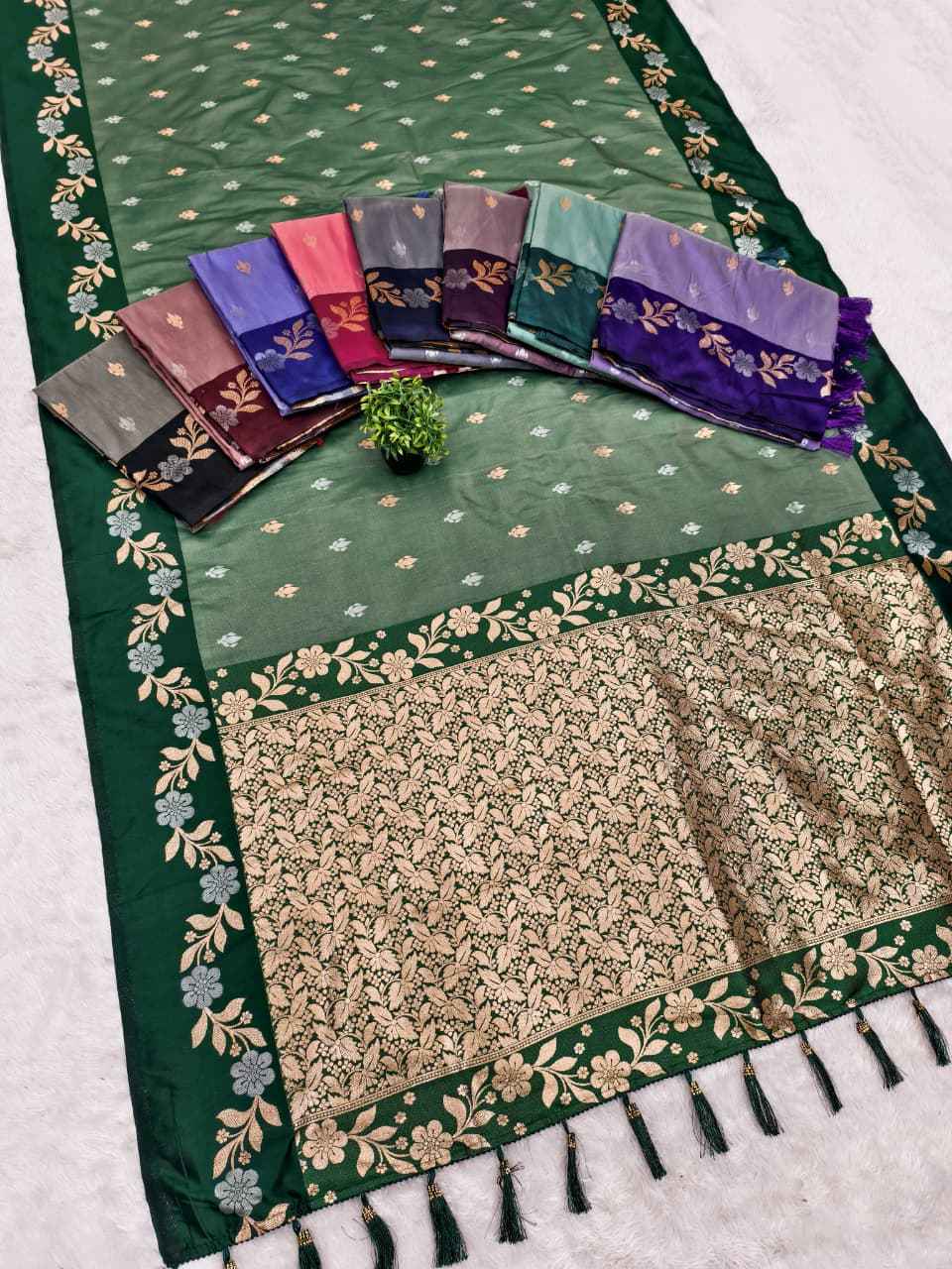 SOFT SILK ROSE COPPER SILVER JARI WEAVING SAREE AT WHOLESALE PRICE 