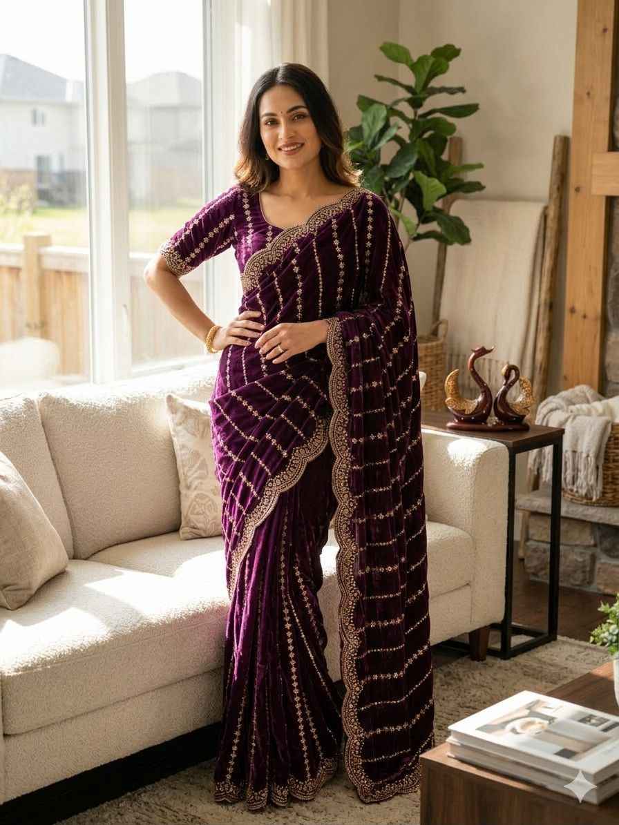 SOFT SPACE SILK BEADS AND SEQUENCE EMBROIDERY WORK SAREE 1 AT WHOLESALE PRICE